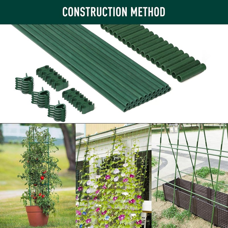 MAXPACE 62pcs Garden Stakes Kit: Includes 20 Sets of Fiberglass Plant Sticks Supports & Accessories for DIY 4ft, 5ft, 6ft, 7ft Stakes for Tomato, Vegetables, Indoor & Outdoor Gardening Supplies - Image 5